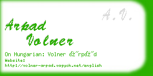 arpad volner business card